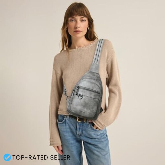 Sling Bag for Women Crossbody Fanny Packs Chest Sling Purse  Vegan Leather Sling Bag Crossbody Fanny Pack Anti Theft Travel Purse Backpack
